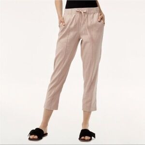 Aritzia Babaton Womens Linen Blend
Tan Beige Pull on Trouser Drawstring Pants -M